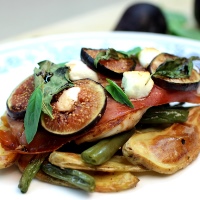 Image of Chicken Breast with Figs, Goat Cheese and Fingerling Potatoes recipe