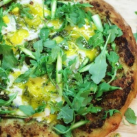 Image of Spring Pizza with Sunflower Basil Pesto