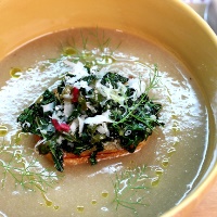 Image of Onion and White Bean Soup with Kale Toats recipe