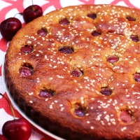 Image of Chickpea Honey Cake with Sesame and Cherries