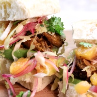 Image of Jerk Turkey Sliders with Grilled Pineapple Slaw