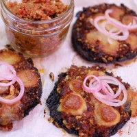 Image of Grilled Portobello Mushrooms with Sun Dried Tomato Pesto recipe