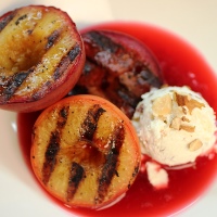 Image of Grilled Plums with Maple Almond Mascarpone 
