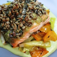 Image of Crispy Miso and Sunflower Crusted Salmon