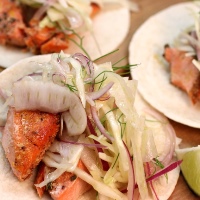 Image of Smoky Fish Tacos with Fennel Cabbage Slaw