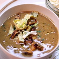 Image of Creamy Mushroom Soup with Egg Ribbons Recipe