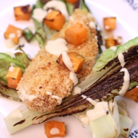 Image of Roasted Romaine and Chicken with Tofu Caesar Dressing