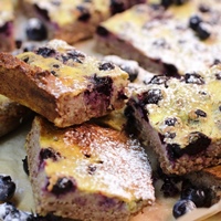 Image of several Wild Blueberry & Lime Oat Squares