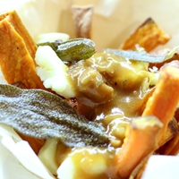 Image of Sweet Potato Poutine with Porcini Gravy