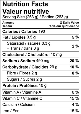 Image of nutrition facts table for Soba Noodle with a Miso Clam Broth