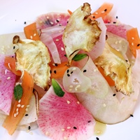 Image of Winter Slaw with Sesame Dressing & Celeriac Chips recipe