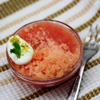 Image of Blood Orange Granita with Pistachio Mint Yogurt.