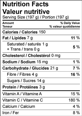 Image of nutrition facts papaya salad with lime tamarind dressing