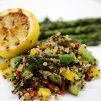 Image of Asparagus & Quinoa Salad with Charred Lemon Dressing.