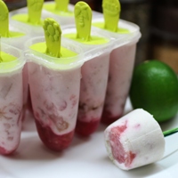 Image of rhubarb and coconut ice pops.