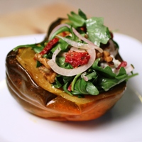 Image of walnut and goat cheese stuffed squash