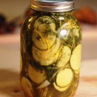 Image of a jar of Steelhead Trout with Lemon Zucchini Pickle