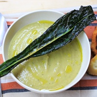 Image of roasted eggplant and garlic soup.