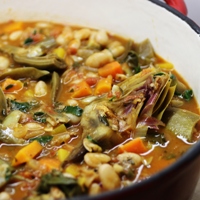 Image of white bean artichoke soup
