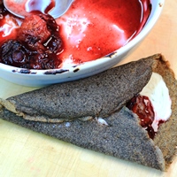 Image for Buckwheat Crepes with Roasted Spiced Plums.