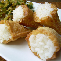 Image of inari stuffed with rice