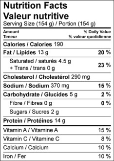 Nutrition facts table image of Fresh Garden Frittata