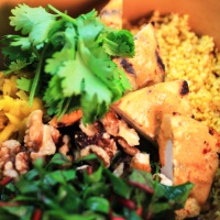 Image of Golden Tofu Bowl with Smoky Tahini Dressing