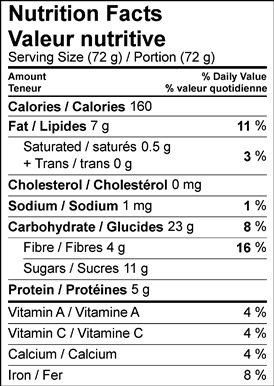 Image of nutrition facts table for Blueberry & Persimmon Almond Bites