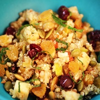 Image of nut and fruit quinoa salad.
