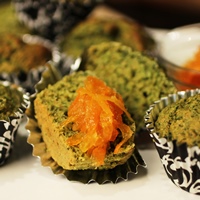 Image of several of the Spinach Muffins with Ginger Carrot Marmalade