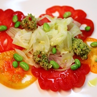 Image of Tomato Salad with Crushed Edamame recipe