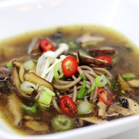 Image of Forest Mushroom Soup with Soba Noodles.