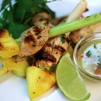 Image of Lemongrass Chicken Skewers with Citrus Dipping Sauce.