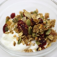 Image of a bowl of Lisa Shamai's Healthy Trail Mix Granola 