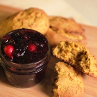 Image of the Red Fife Pumpkin Scones with Forest Berry Preserves