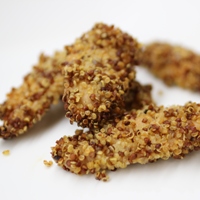 Image of several of the Smokey Quinoa-Crusted Chicken Strips 