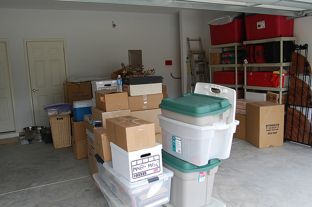 Photo of boxes in garage